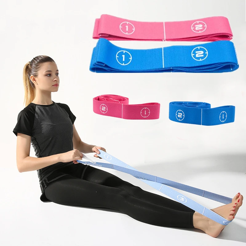 Yoga Stretch Belt Polyester Elastic Latin Dance Stretching Band Loop GYM Fitness Pilates Exercise Resistance Bands