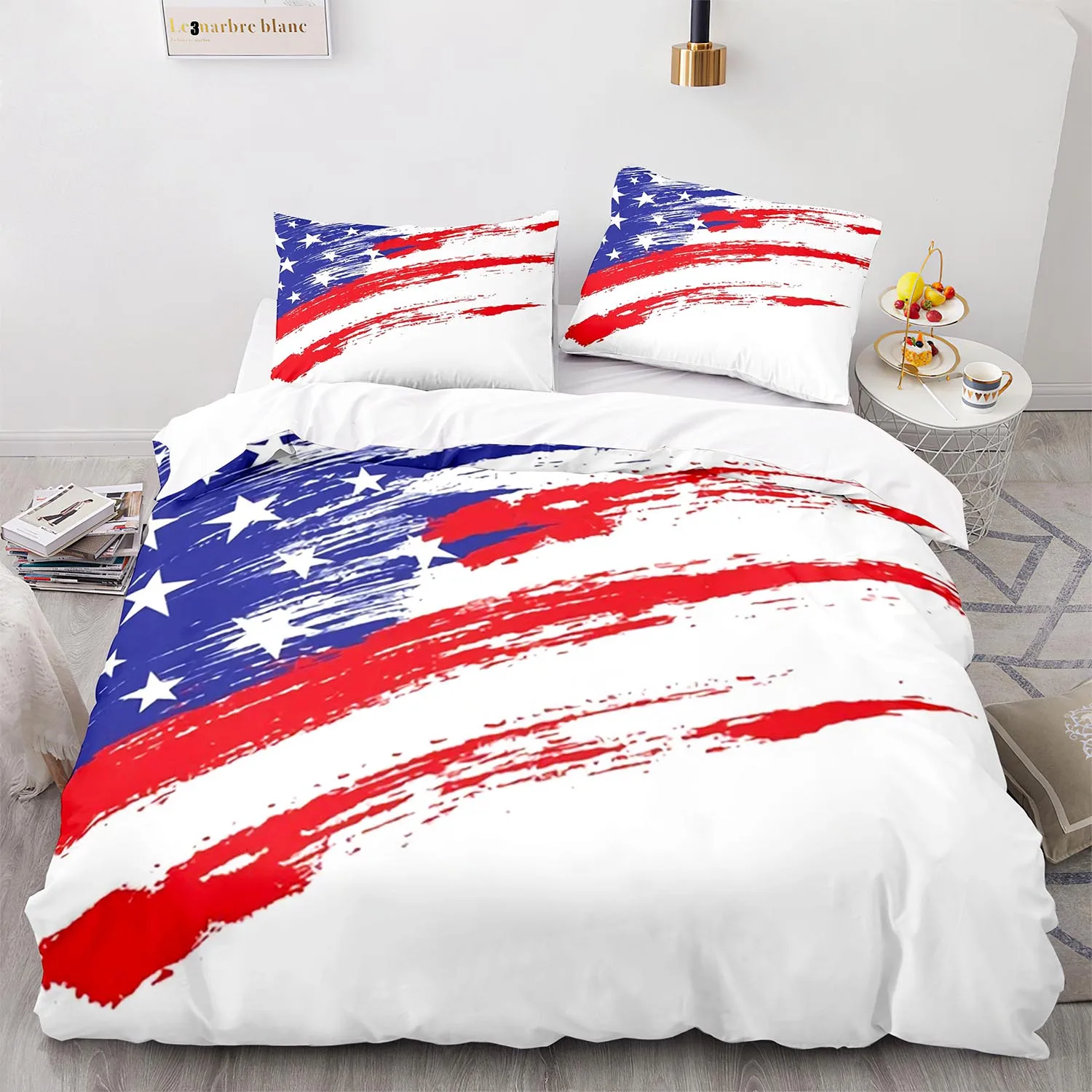 

USA Flag Bedding Set Single Twin Full Queen King Size United States Flag Bed Sets American Children's Kid Bedroom Duvetcover 05