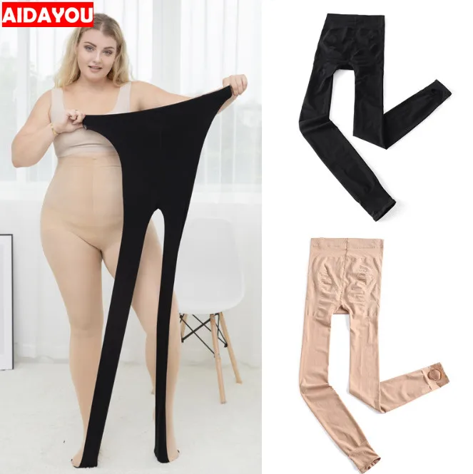 Большие размеры плотные осенне зимние колготки Женский размер стрейч Т образная