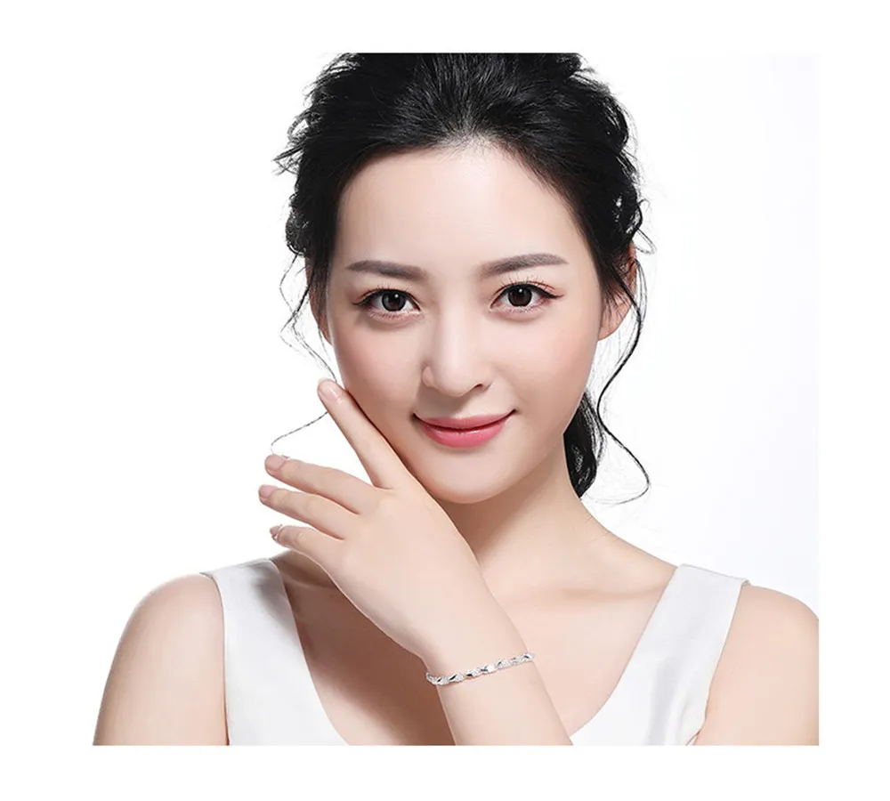 

white silver color chain bracelets for women femme love heart jewelry bijoux fashion accessories sweet girlfriend gift link