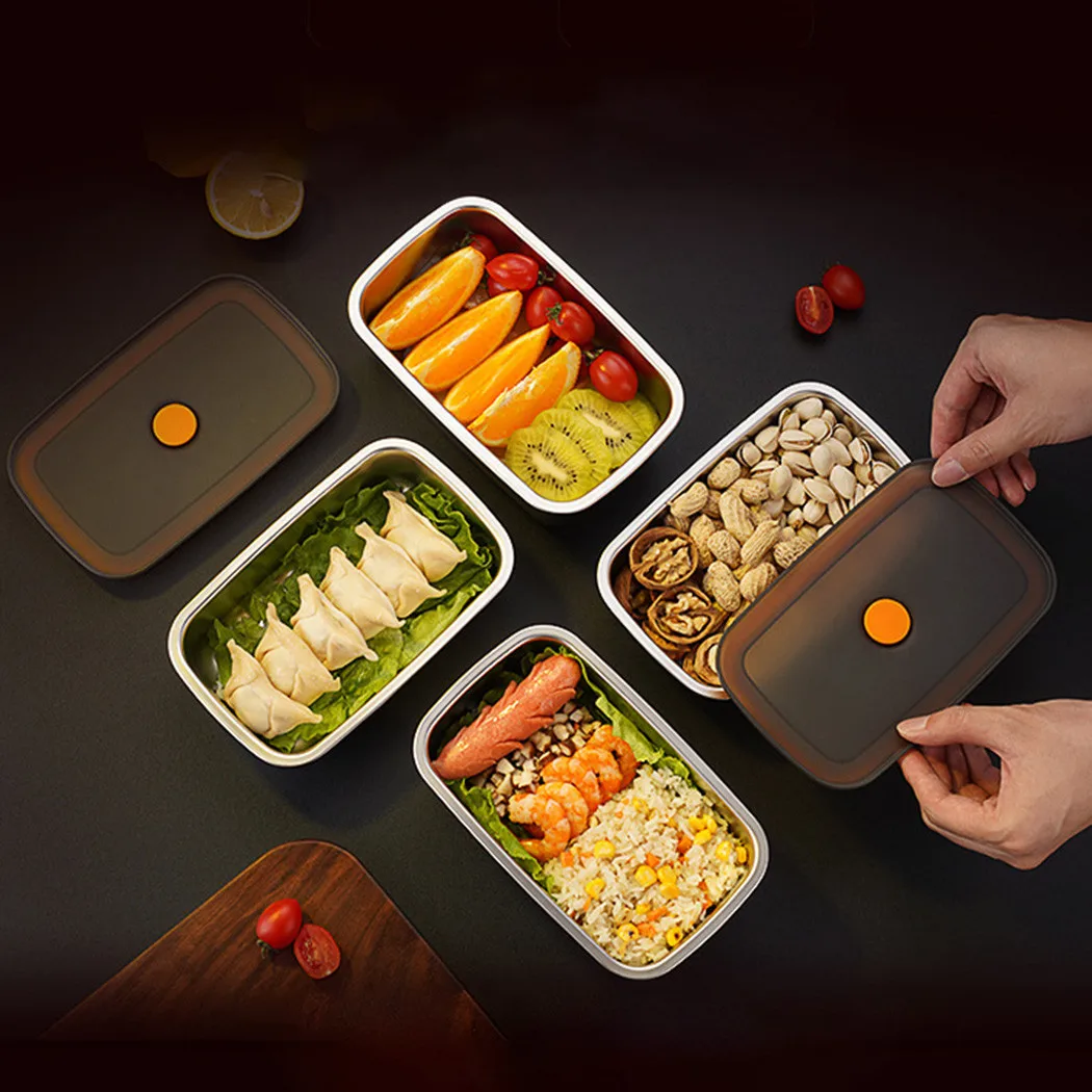

250/550/600/1000ml Outdoor Picnic Crisper for Food Multi-function Portable Stainless Steel Food Storage Box Sealed Fresh Box