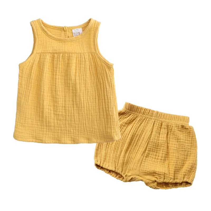 

Baby Summer Cotton Soft Set Children Short Sleeve Top + Shorts Two-Piece Set Kids Clothes Breathable Linen Kids Clothes Boys