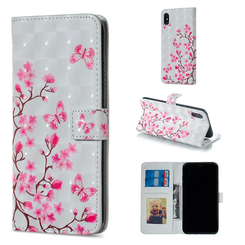 Butterfly Flower Кожаный бумажник чехол для телефона для samsung Galaxy S6 S7 Edge S8 S9 Plus S9+ S8+ G9650 G9600 цветочный флип-чехол для iPhone 11 8 7 чехол s - Цвет: Butterfly Flower