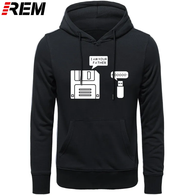 REM USB дискета я ваш отец мужские хлопковые с длинным рукавом юмором диск повседневные Camisetas Hombre мужские кофты с капюшоном, толстовки - Цвет: BLACK WHITE