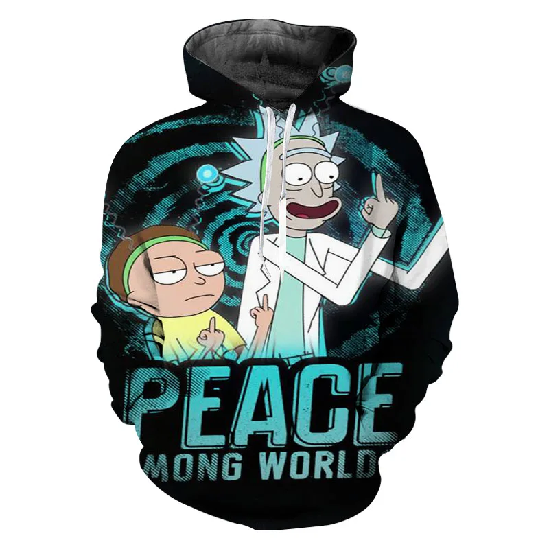 Толстовка с капюшоном Мир Рикки и Морти уличная одежда толстовки Sudaderas Para Hombre