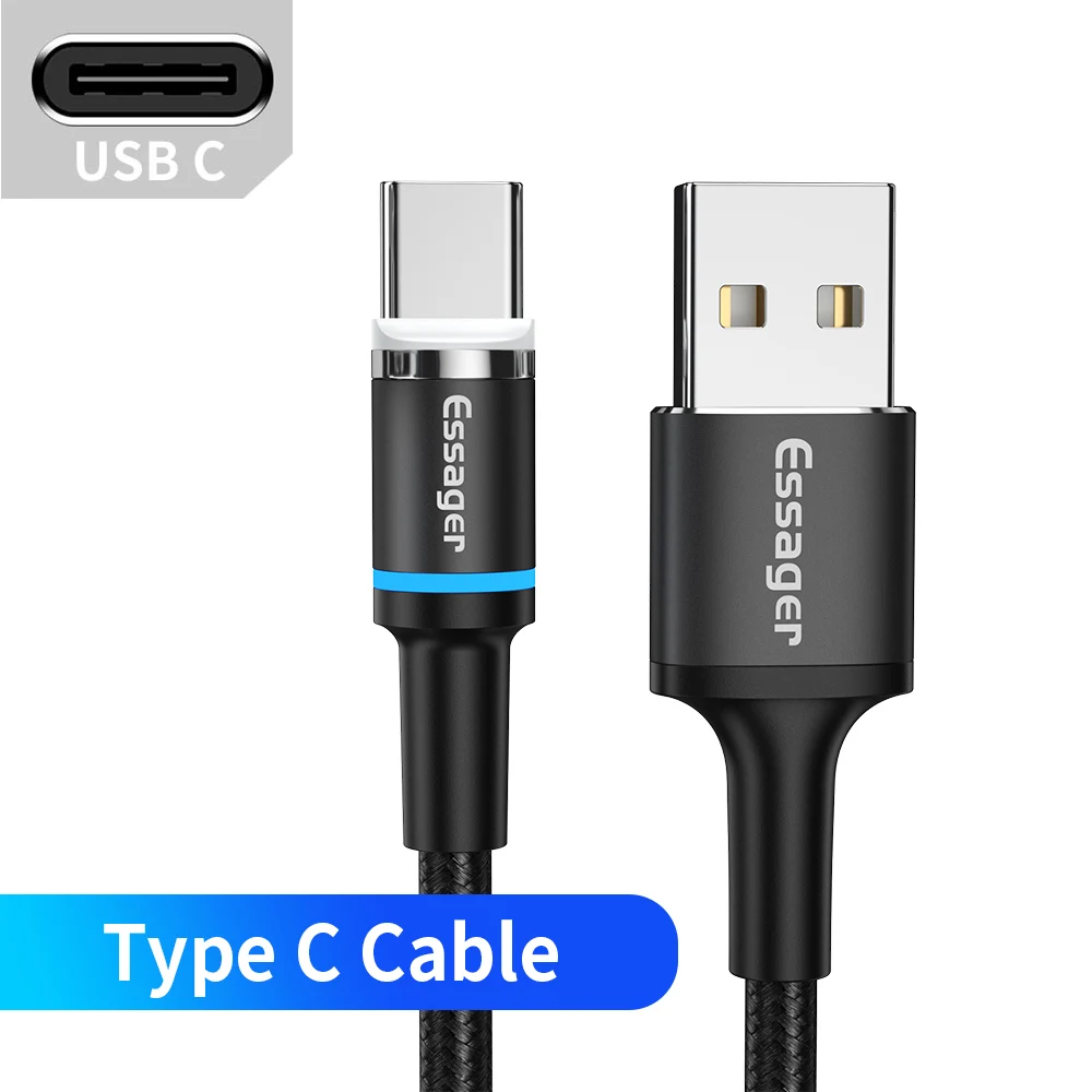 Black Type C Cable Магнитный кабель Micro USB type C для iPhone samsung Android Быстрая зарядка usb type C кабель 3 м type-C шнур Магнитный адаптер зарядного устройства - Цвет: Black Type C Cable