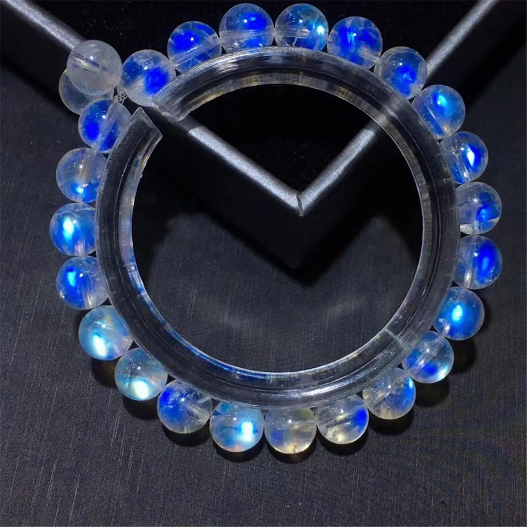 

7mm Natural Moonstone Bracelet Jewelry For Women Men Gift Healing Blue Light Crystal Beads Stone Clear Gemstone Strands AAAAA