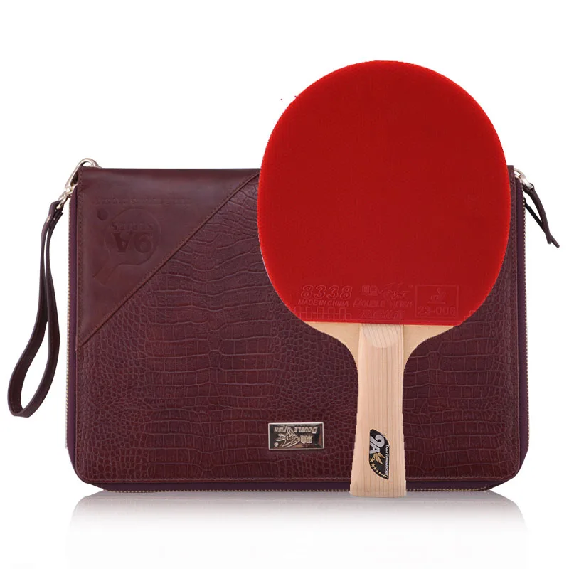 Original Double Fish 9A 9stars Cypress Carbon Fiber Table Tennis Bat Pingpong Racket with quick attack Pimple in Leather Bag