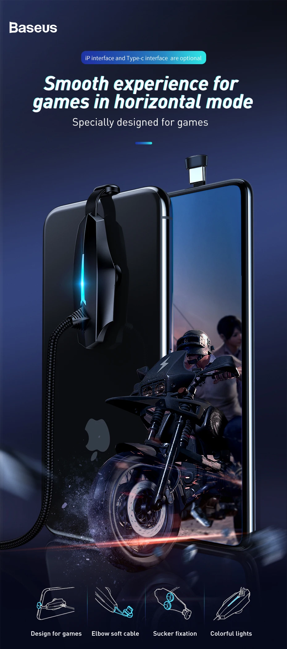 Кабель usb type-C Baseus для iPhone XR XS, USB кабель, локоть, светильник для быстрой зарядки, кабель type-C для samsung S10 S9, кабель для зарядки и передачи данных
