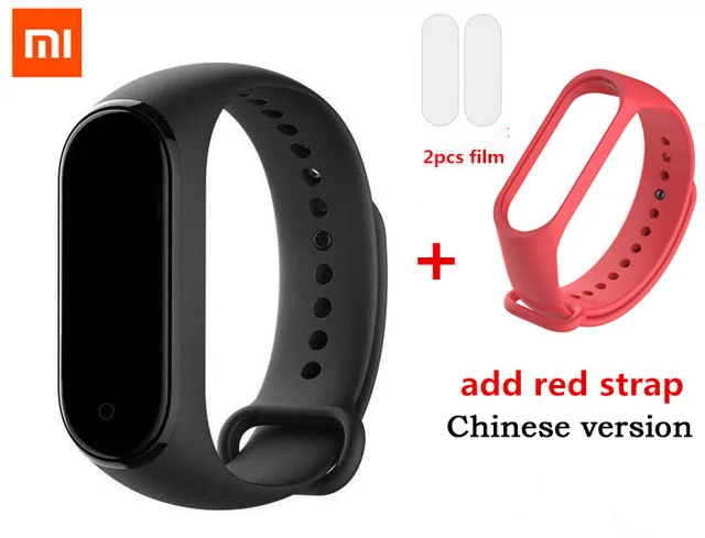 add red strap Xiaomi Mi Band 4 смарт-Браслет фитнес-браслет AI Bluetooth 5,0 AMOLED цветной сенсорный экран AI частота сердечных сокращений - Цвет: add red strap
