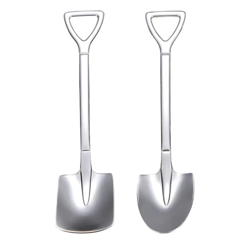 

Stainless Steel Shovel Spoon Ice Cream Dessert Square Shovel Spoons Silver Flat-Headed Utensils Home Kitchen Dessert Tools