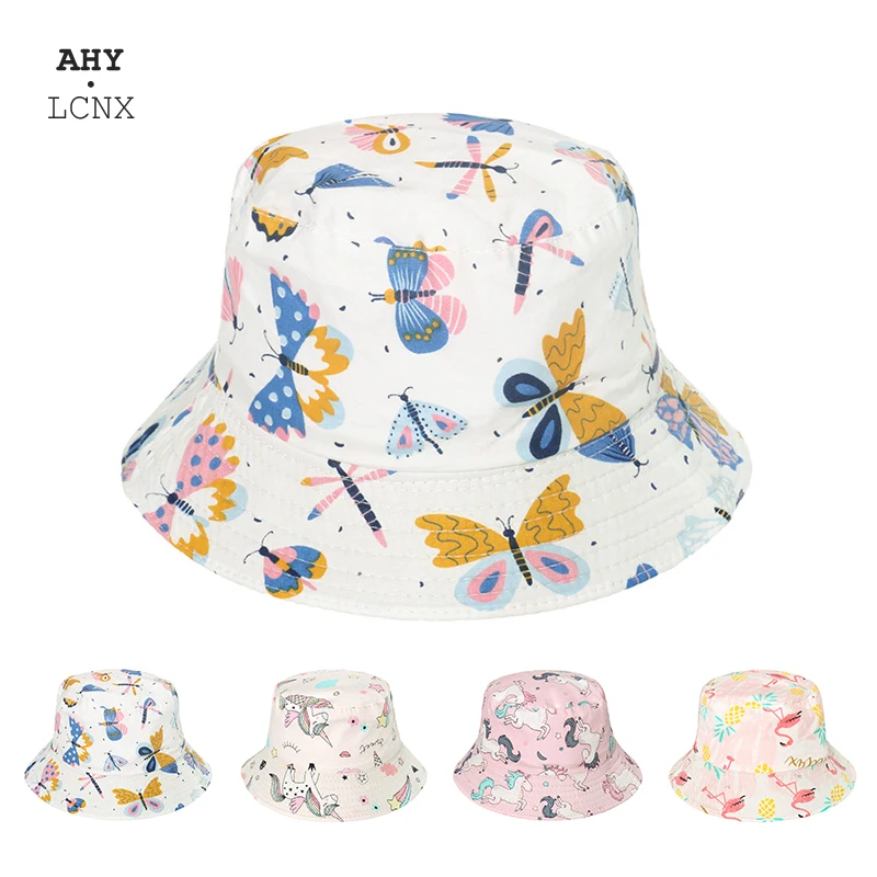 Панама хлопковая для мальчиков и девочек шляпа от солнца с принтом единорога