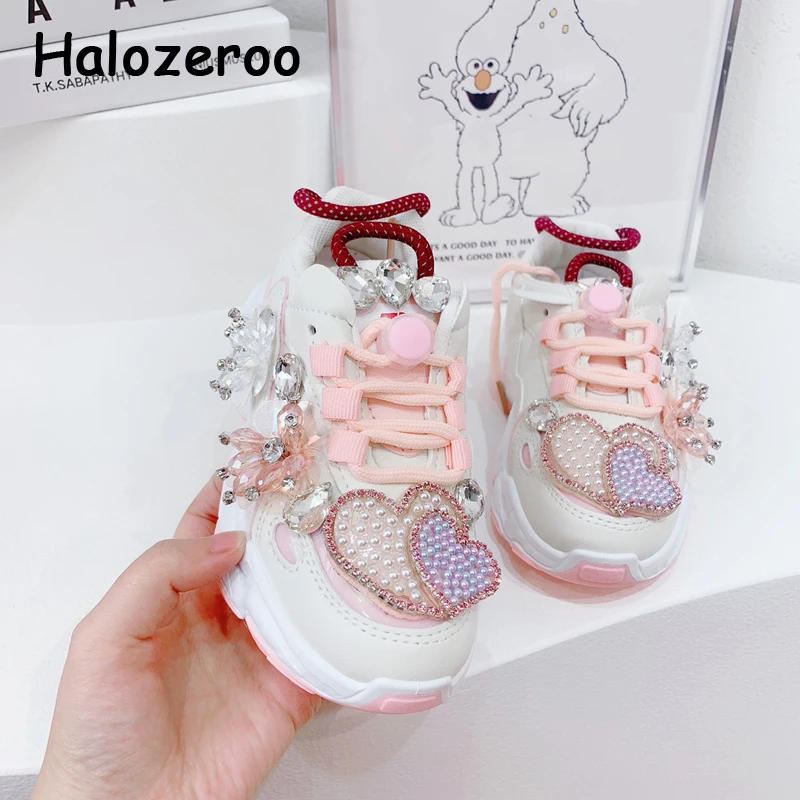 

Зимние детские спортивные кроссовки, брендовые Детские кроссовки с сердечками, повседневные кроссовки для девочек, белые кроссовки на масс...