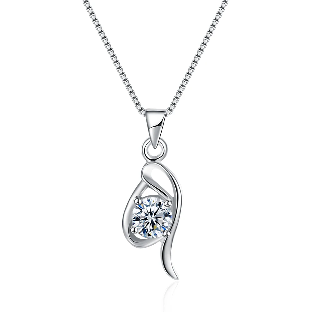 

ZEMIOR Real 925 Sterling Silver Trendy Cubic Zirconia Charm Necklaces For Women Simple Hollow Pendant Necklace Fine Jewelry