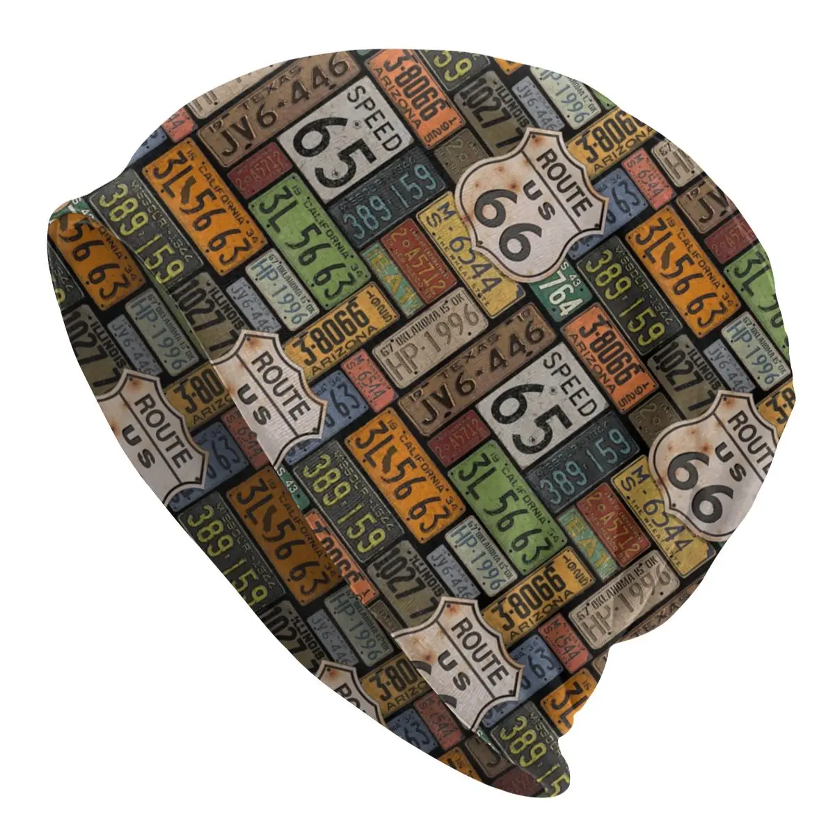 

Route 66 License Plate Bonnet Hats American Highway Mother Road Knit Hat Street Skullies Beanies Hats Warm Head Wrap Caps