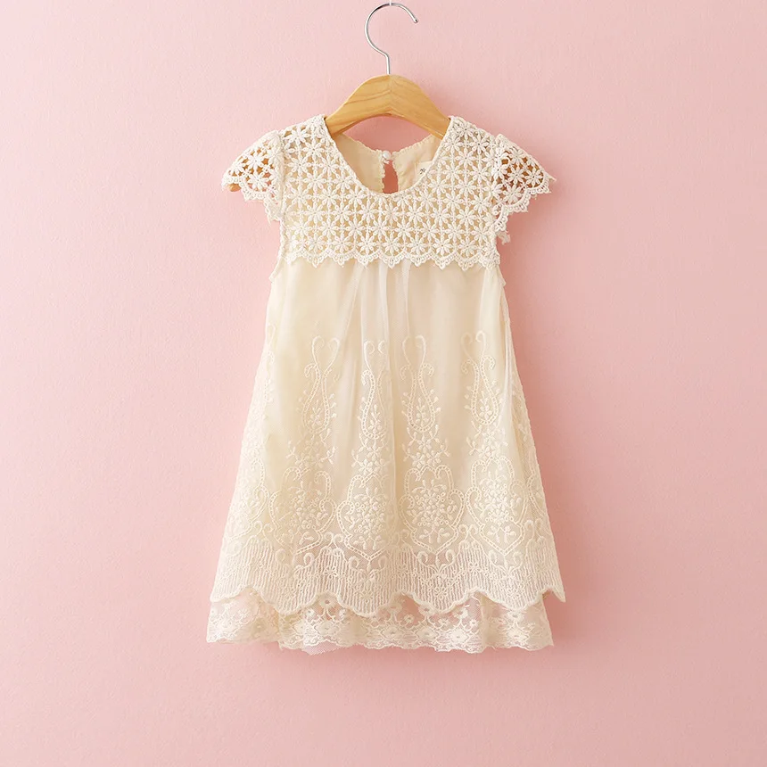 2021 New Girls Summer Evening Dress Children Hollow Out Lace Princess Baby Girl O-Neck Party Dresses Kids Fashion Clothes | Детская