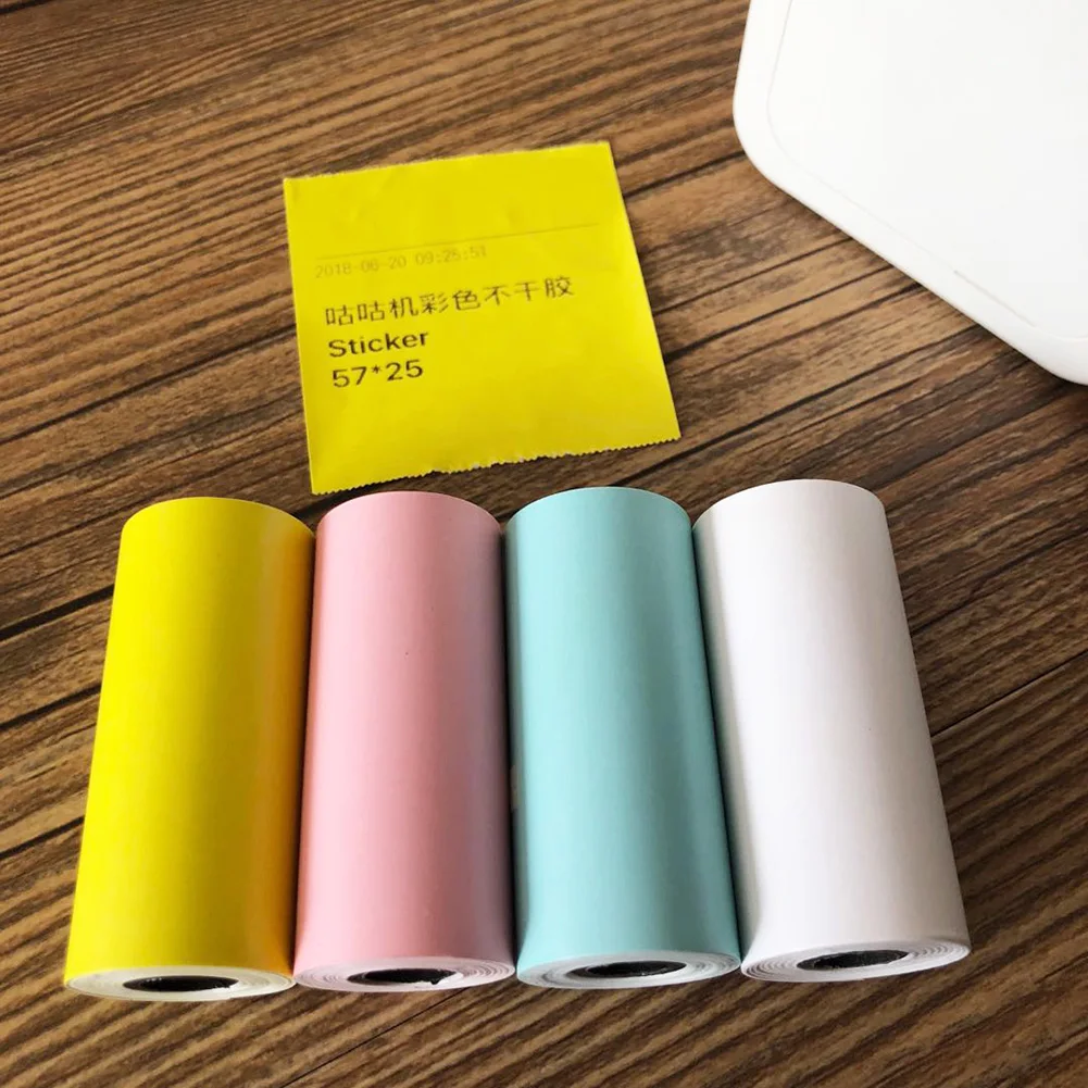 

4 Pcs/set Bill Receipt Square Self Adhesive Photo Portable Continuous Printing Paper Colorful Roll Thermal Sticker Gift