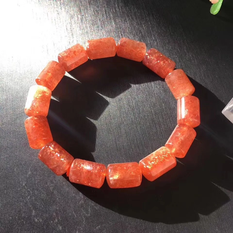 Натуральный Золотой Кристалл из клубничного кварца браслет женский золотой Sunstone