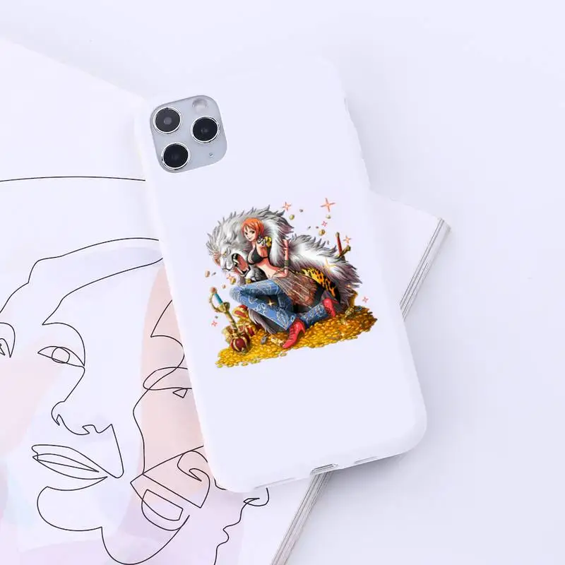 

Anime one piece Nami sexy girl Phone Case White Candy Color for iPhone 6 7 8 11 12 s mini pro X XS XR MAX Plus