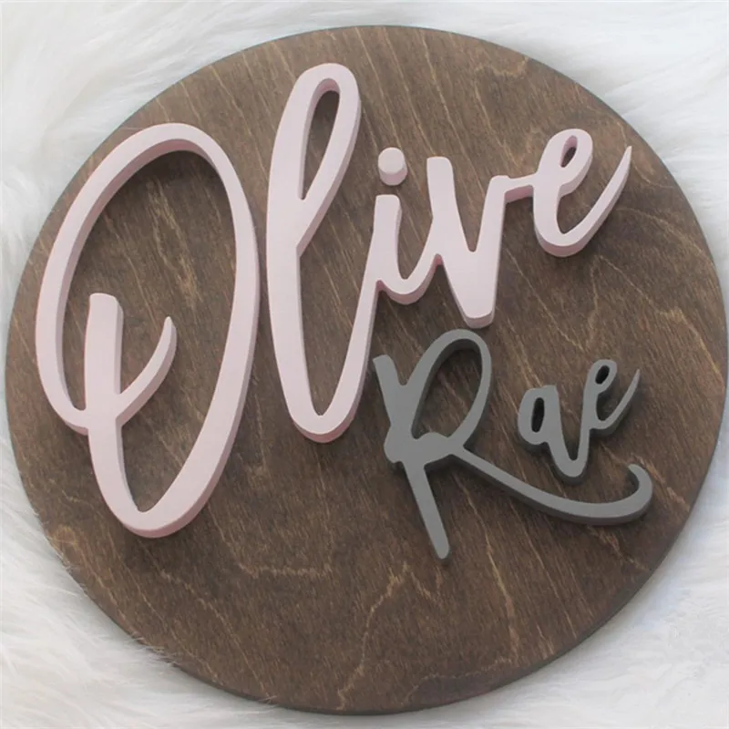 Деревянный 3d знак с именем для детской комнаты украшение гравировкой на заказ