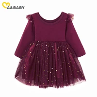 1 5years toddler baby kid girls dress long sleeve ruffles star tulle tutu party dresses for girls autumn winter costumes clothes