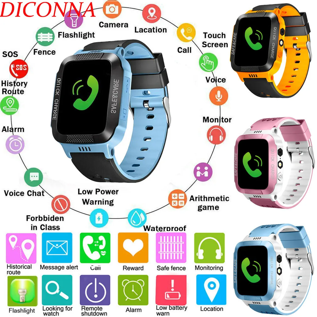 Детские многофункциональные смарт часы с GPS трекером функцией SOS GSM SIM картой для