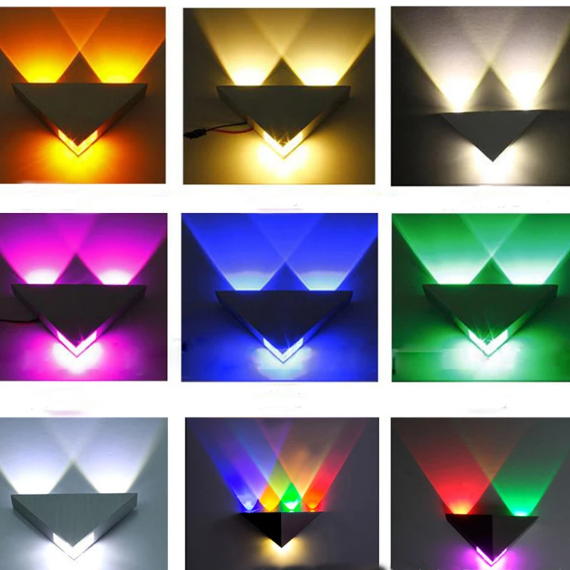 Современный светодиодный настенный светильник алюминиевый корпус треугольный