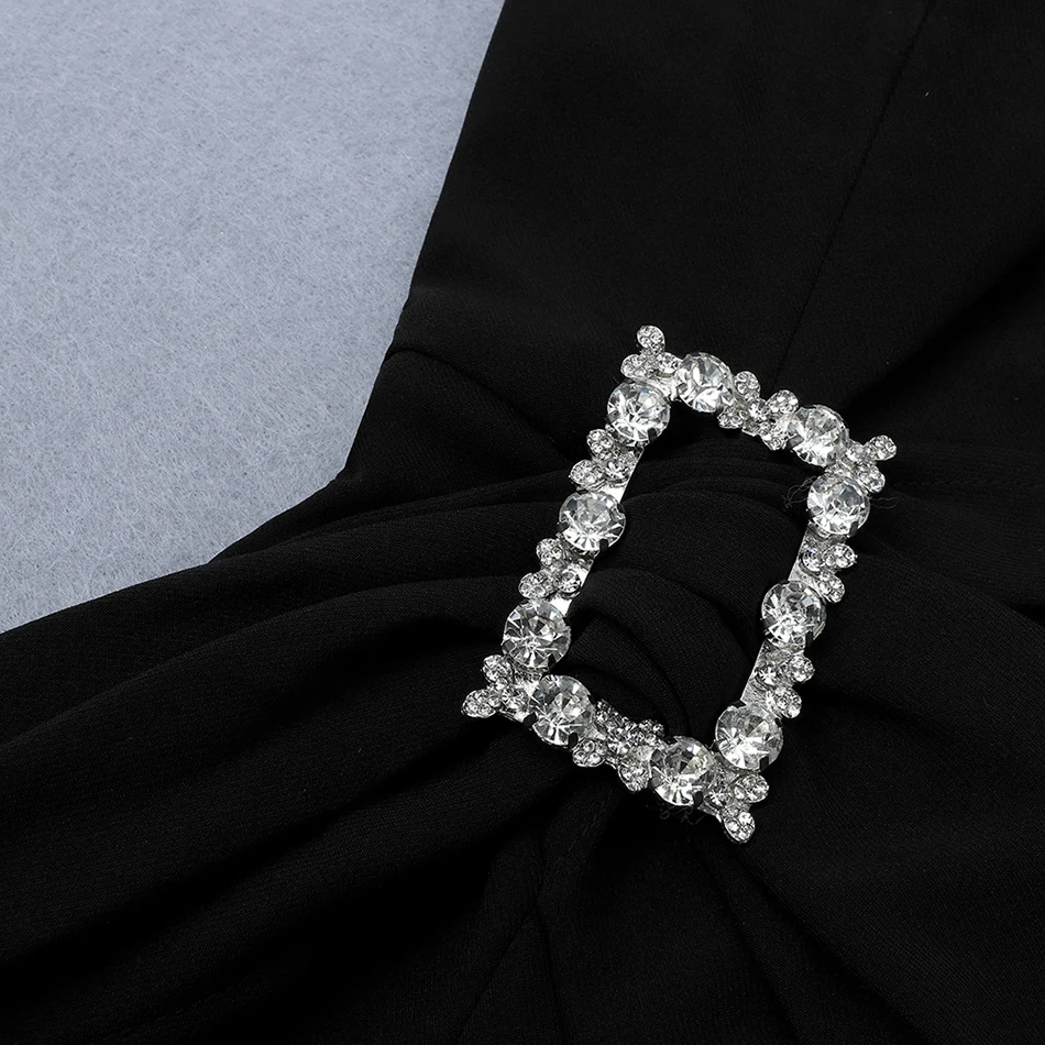 

High Quality Elegant Black A-Line Dress Women'S Sexy Sleeveless Diamond Celebrity Evening Party Dress Female 2020 New Fashion