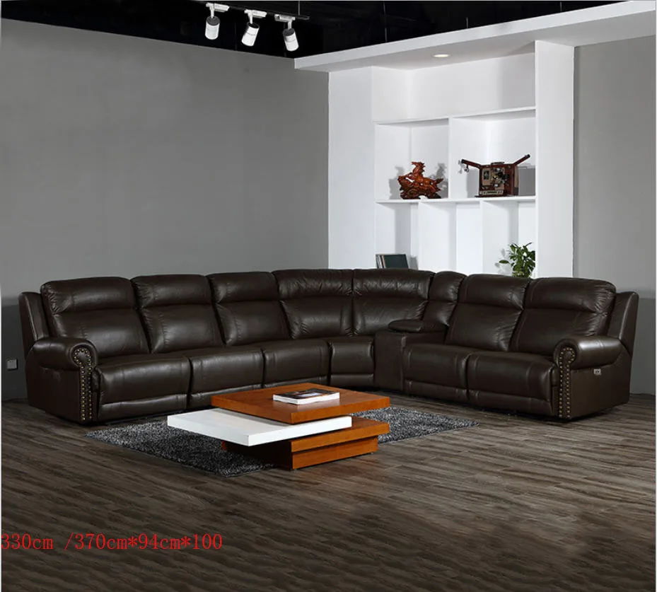 

living room Sofa set диван мебель кровать muebles de sala L shape recliner real genuine leather sofa cama puff asiento sala fut