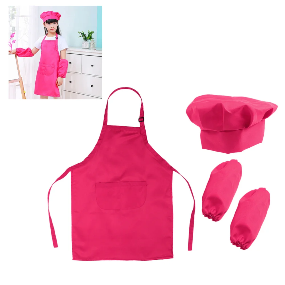 

Kids Complete Kids Kitchen Gift Playset with Chefs Hat Apron and Cooking Sleeve for Cooking Baking Painting Party Deco