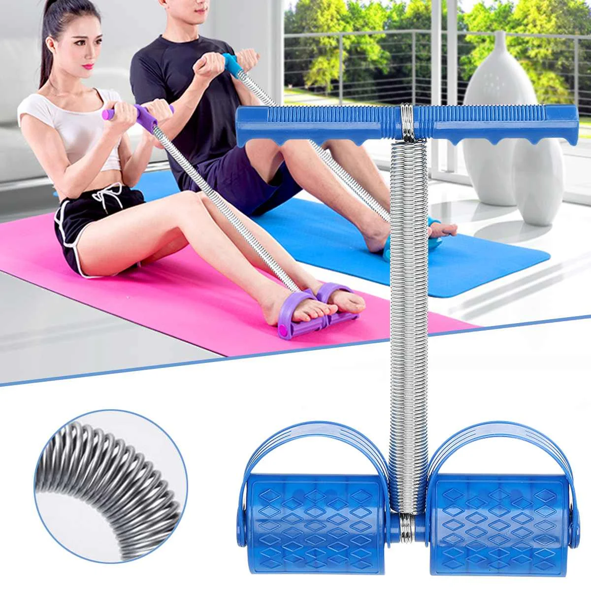 

Multifunctional adjustable push-pull rope sit-up exercise auxiliary fitness equipment elastic rope Multifunctional adjustable