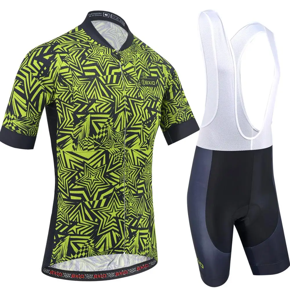 BXIO флуоресцентные зеленые вело Джерси велосипедная одежда с короткими рукавами