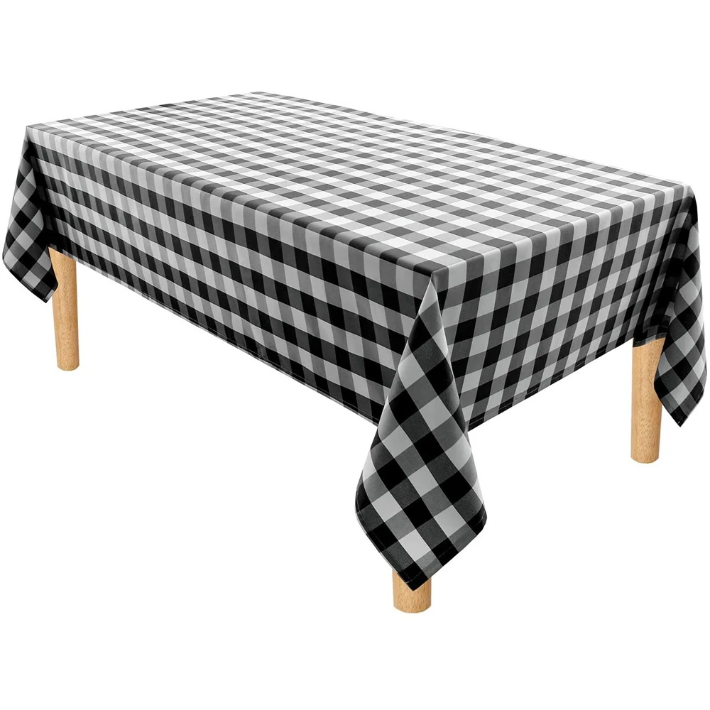 

Wholsale Checkered Tablecloth Black White Rectangle Stain Resistant Gingham Table Cloth for Outdoor Picnic Kitchen Dinner