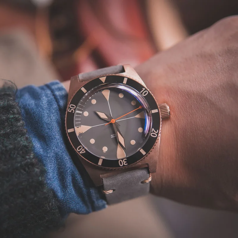 Часы мужские автоматические бронзовые водонепроницаемые швейцарские