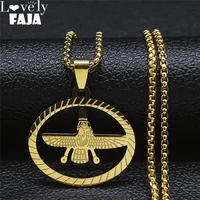 2022 stainless steel mazda religion womenmen oval zoroastrianism iranian cuture persian empire chain necklaces jewelry n4521s05
