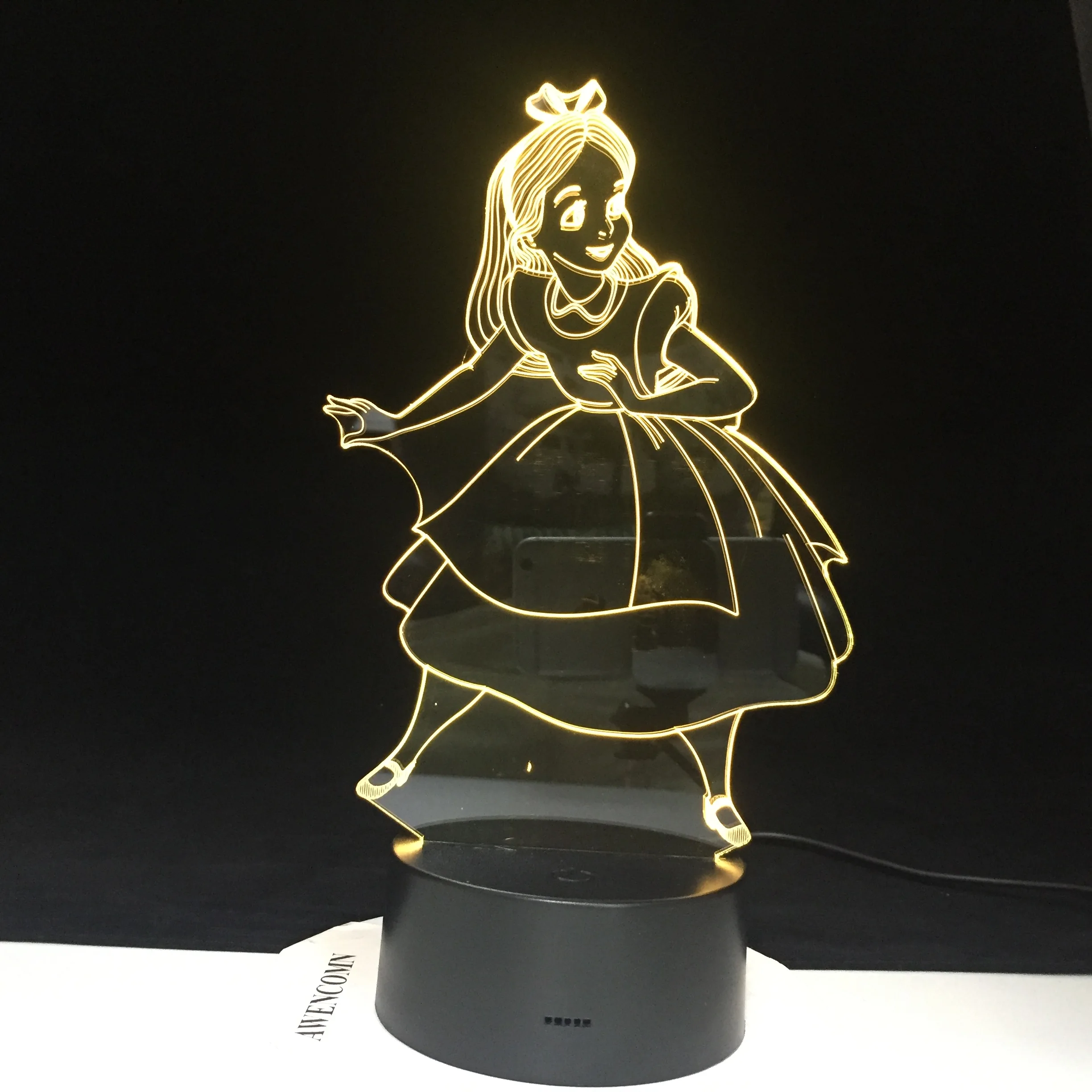 Декоративная детская 3d фигурка принцессы Алисы в стране чудес светодиодные