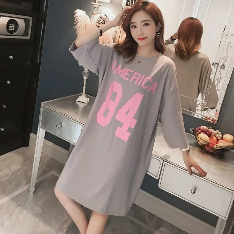 

Летняя Свободная Повседневная Ночная рубашка, одежда для сна, Женская хлопковая ночная рубашка, интимное белье, ночная рубашка с коротким р...