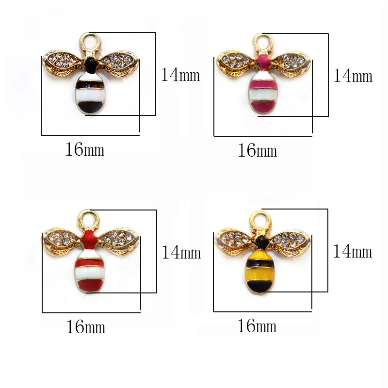 

10 шт./лот, кристалл, розовая, красная пчела, 14*16 мм, сделай сам, масляная эмаль, шармы ручной работы, дизайн для изготовления ювелирных изделий,...