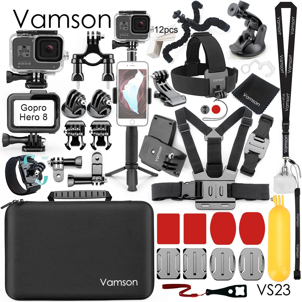 VS23B Vamson для GoPro аксессуары для экшн-камеры водонепроницаемый корпус чехол для GoPro Hero 8 черное крепление монопод штатив аксессуары VS23 - Цвет: VS23B