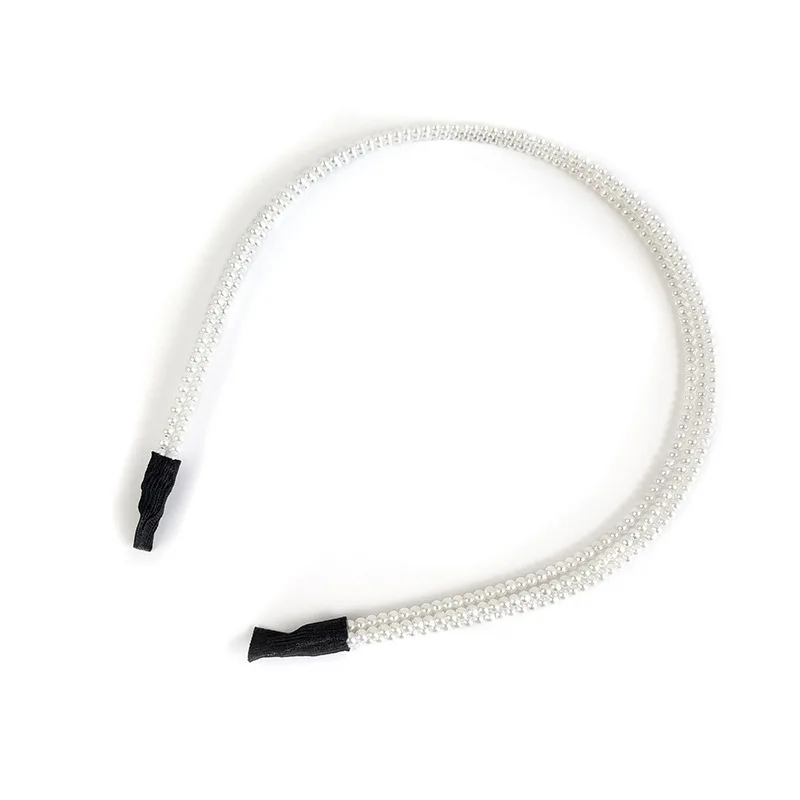 

Fashion Layered Mini Pearls Beaded Headbands Vintage Handmade Hairbands Thin Bezel Head Hoop Hair Clip Women Hair Accessories