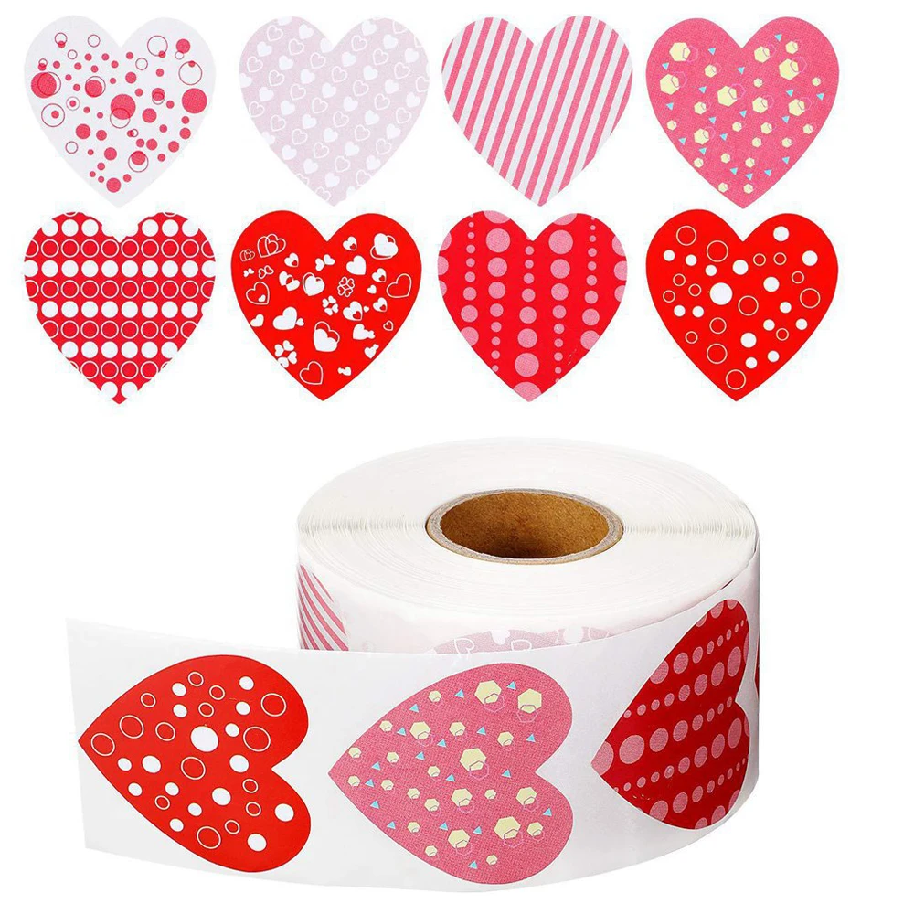 В переменного тока 50 500 шт. Love Heart Shaped этикетка Стикеры с фокусным расстоянием 25 мм