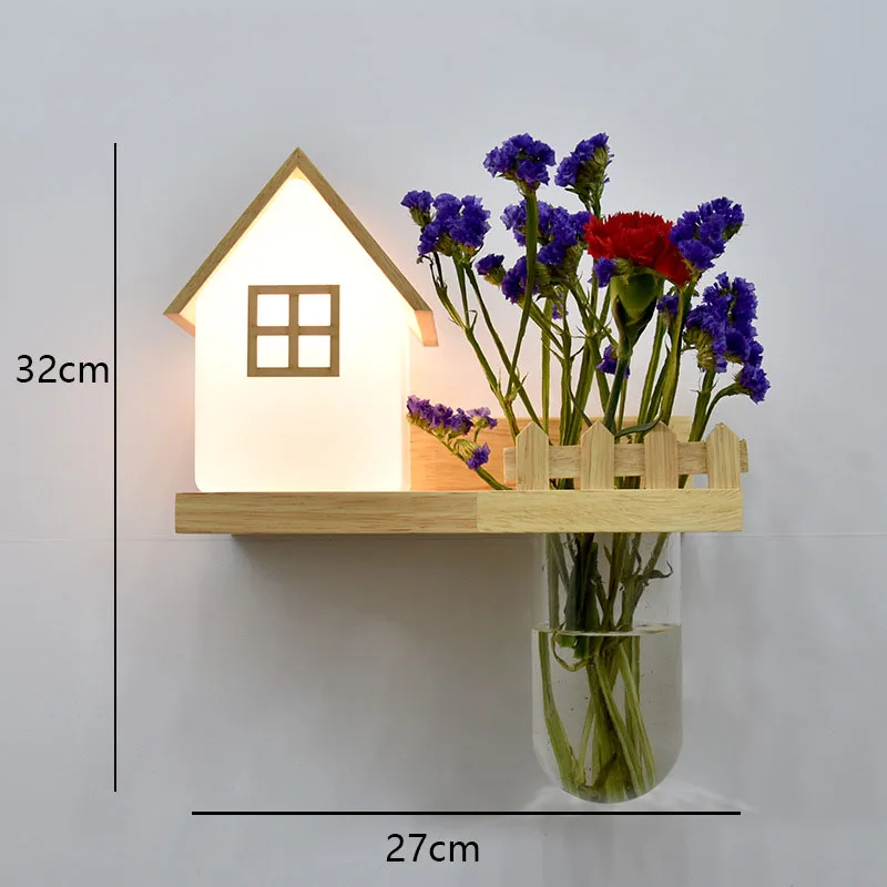 

Chkok Nordic indoor solid wood wall lamp plant INDOOR wood lamp modern home decoration LED wall lamp corridor balcony wall lamp