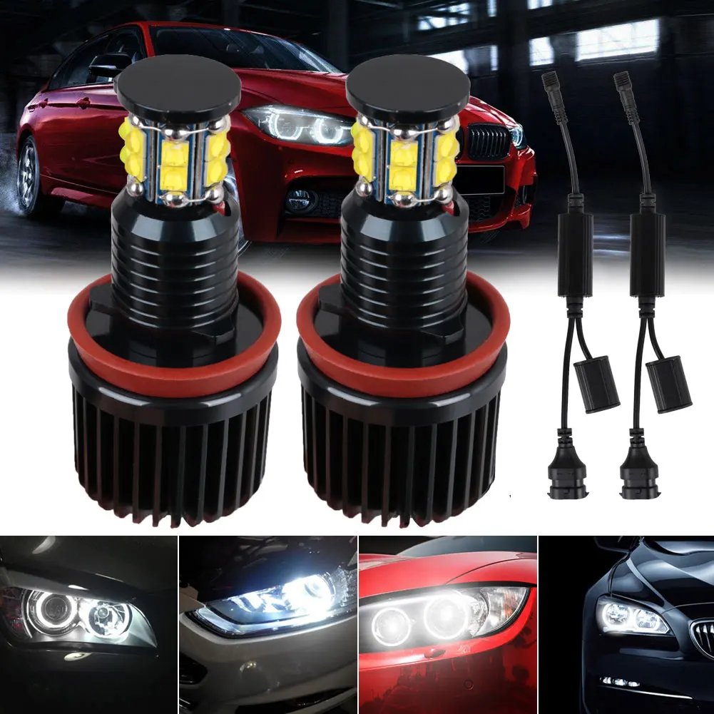 

H8 Car LED Headlight 120W H8 LED Angel Eyes Halo Ring Light Bulbs 6500K For BMW E92 E93 E63 E70 Lamps Car Accessories Interior
