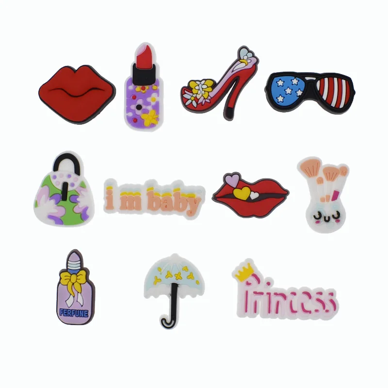 

1 piece of shoe charm colorful flower girl lipstick hole shoe accessory decoration suitable for Gibbs party kids gift