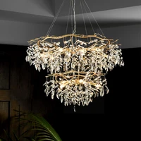 modern crystal led e14 chandelier lighting pendant lamp for dining room restaurants living room shop home indoor light fixtures