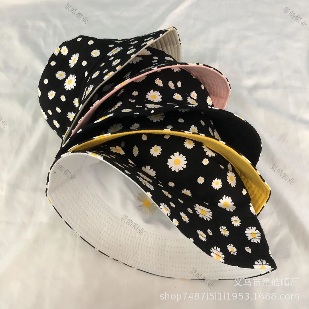 

Little Embroidery Daisy Bucket Hats For Women And Men Summer Double-Sided Panama Caps Outdoor Fashion Fishing Fisherman's Hat