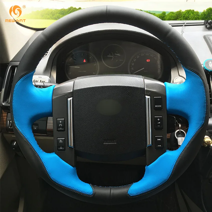 Чехол на руль автомобиля MEWANT из черной кожи и синей для Land Rover Freelander 2 2007 2012 LR2