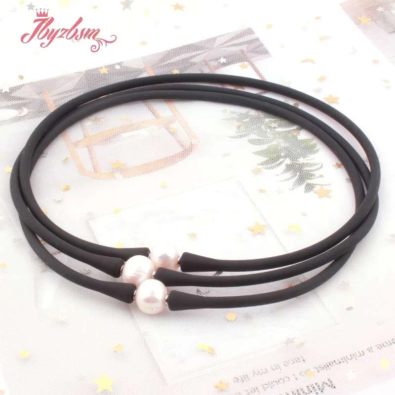 10 мм пресноводный жемчуг силиконовый браслет ожерелье натуральный камень бусы