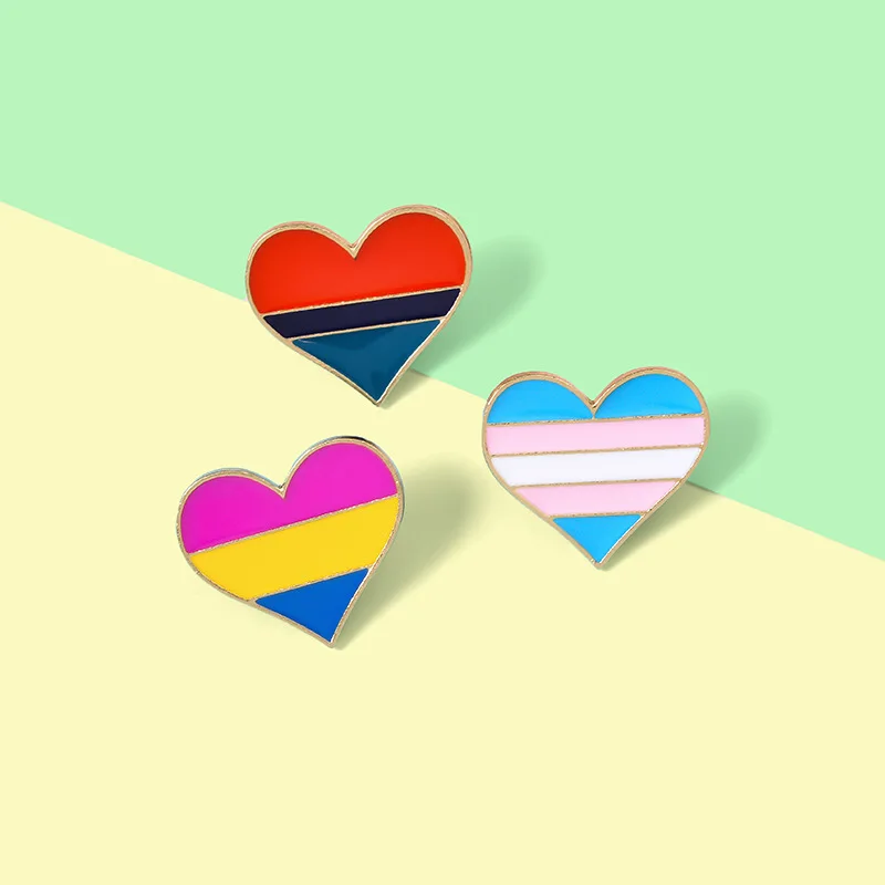Эмалированная шпилька в форме сердца ЛГБТ яркий флаг Женская бисексуальная