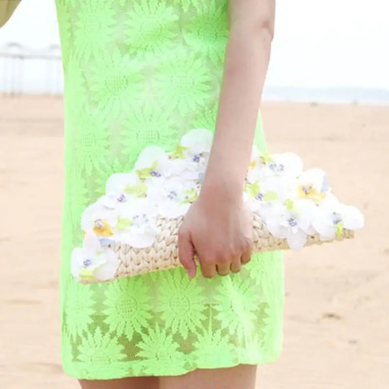 Волшебная Соломенная Сумка клатч с цветами из кукурузной кожи пляжная сумка